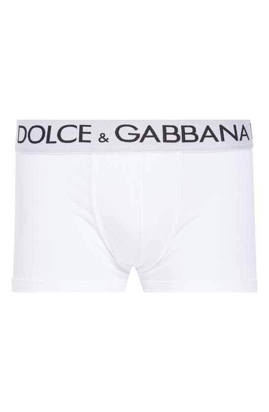 Dolce & Gabbana Logo Band Stretch Cotton Boxer Briefs In White