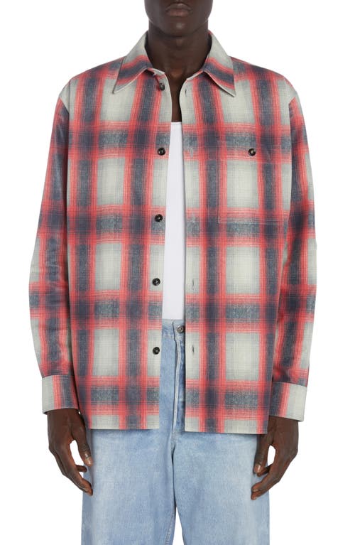 Bottega Veneta Checked Nubuck Shirt In Grey/red/black