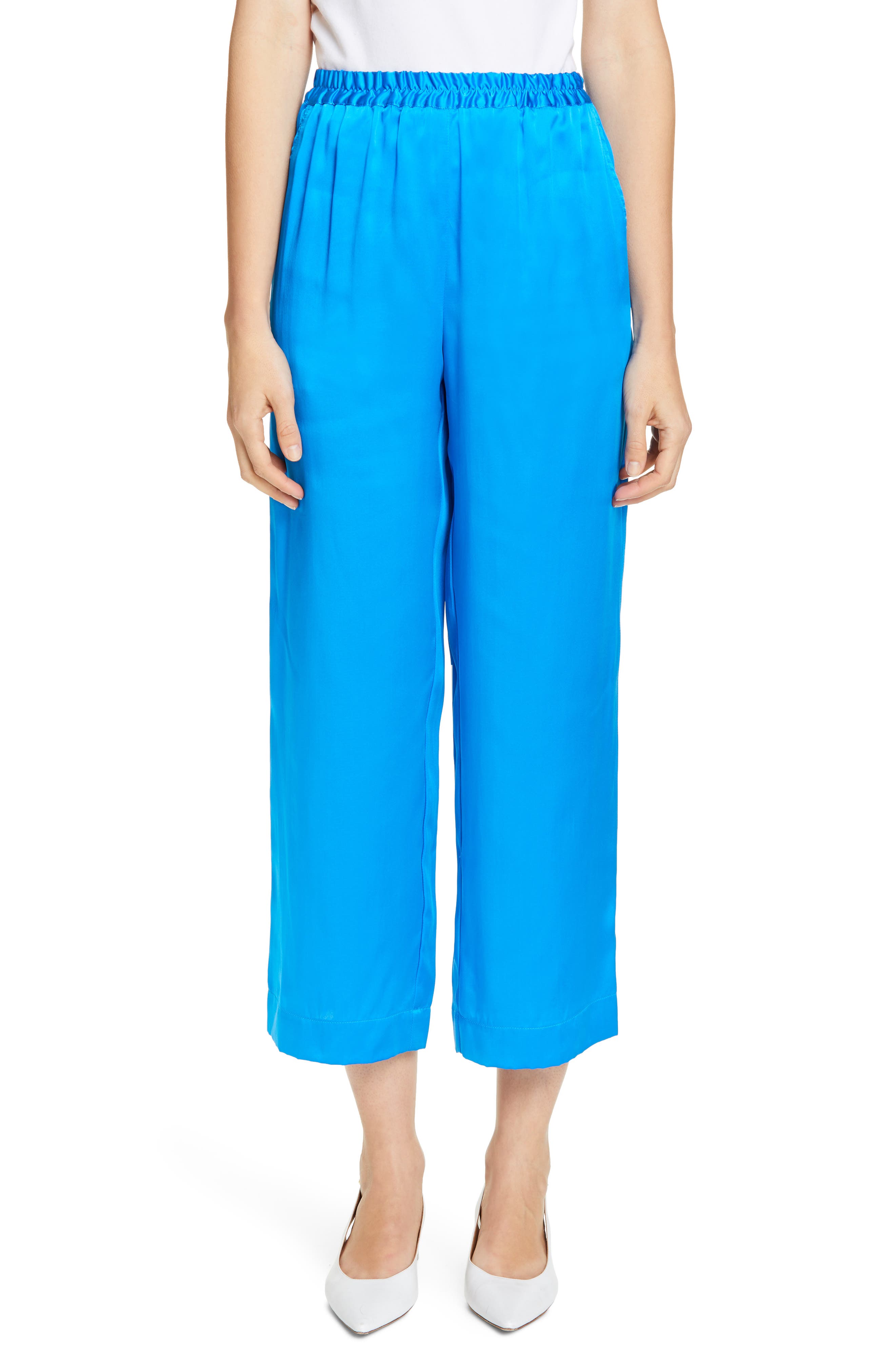 Mansur Gavriel Silk Charmeuse Pajama Pants, US / 42 IT - Blue