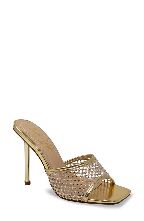 Chase & Chloe Ariane Rhinestone Mesh Sandal In Gold | ModeSens