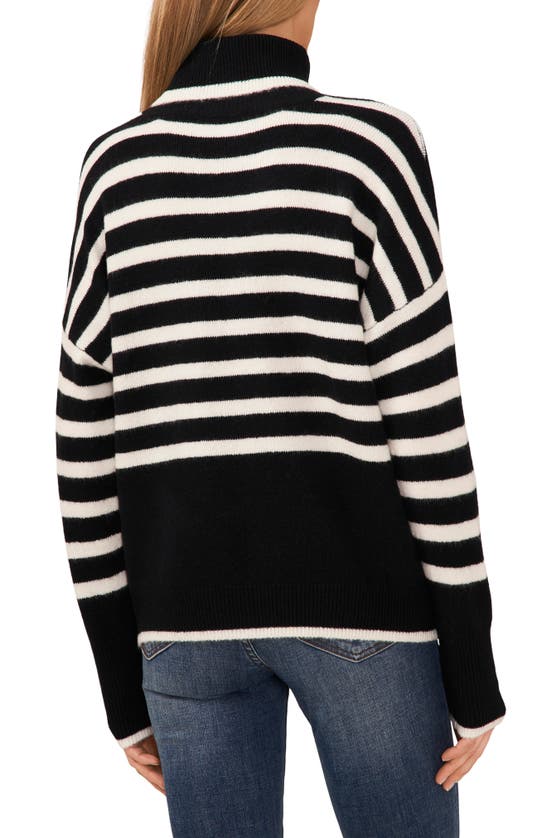 Shop Cece Stripe Turtleneck Sweater In Rich Black
