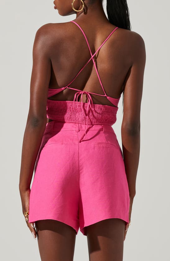 Astr Amiah Linen Blend Crop Top In Pink