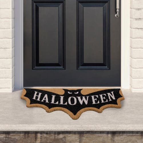 Shop Northlight Natural Coir "halloween" Bat Shaped Doormat In Black