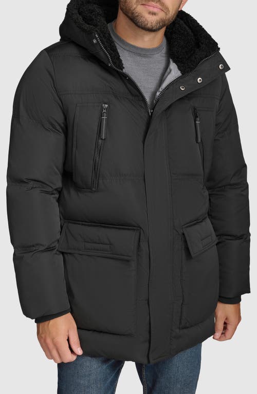 Shop Andrew Marc Essential Water Resistant Faux Shearling Lined Down & Feather Insulated Puffer Parka In Black