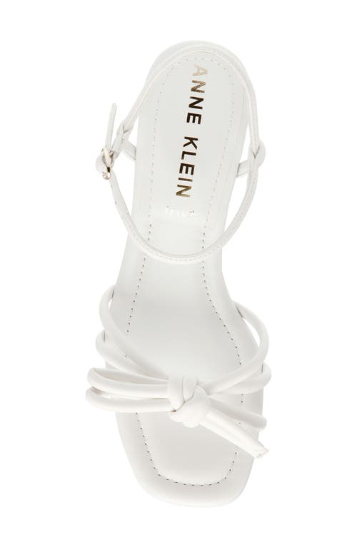 Anne Klein Keilly Womens Faux Leather Ankle Strap Block Heel In White