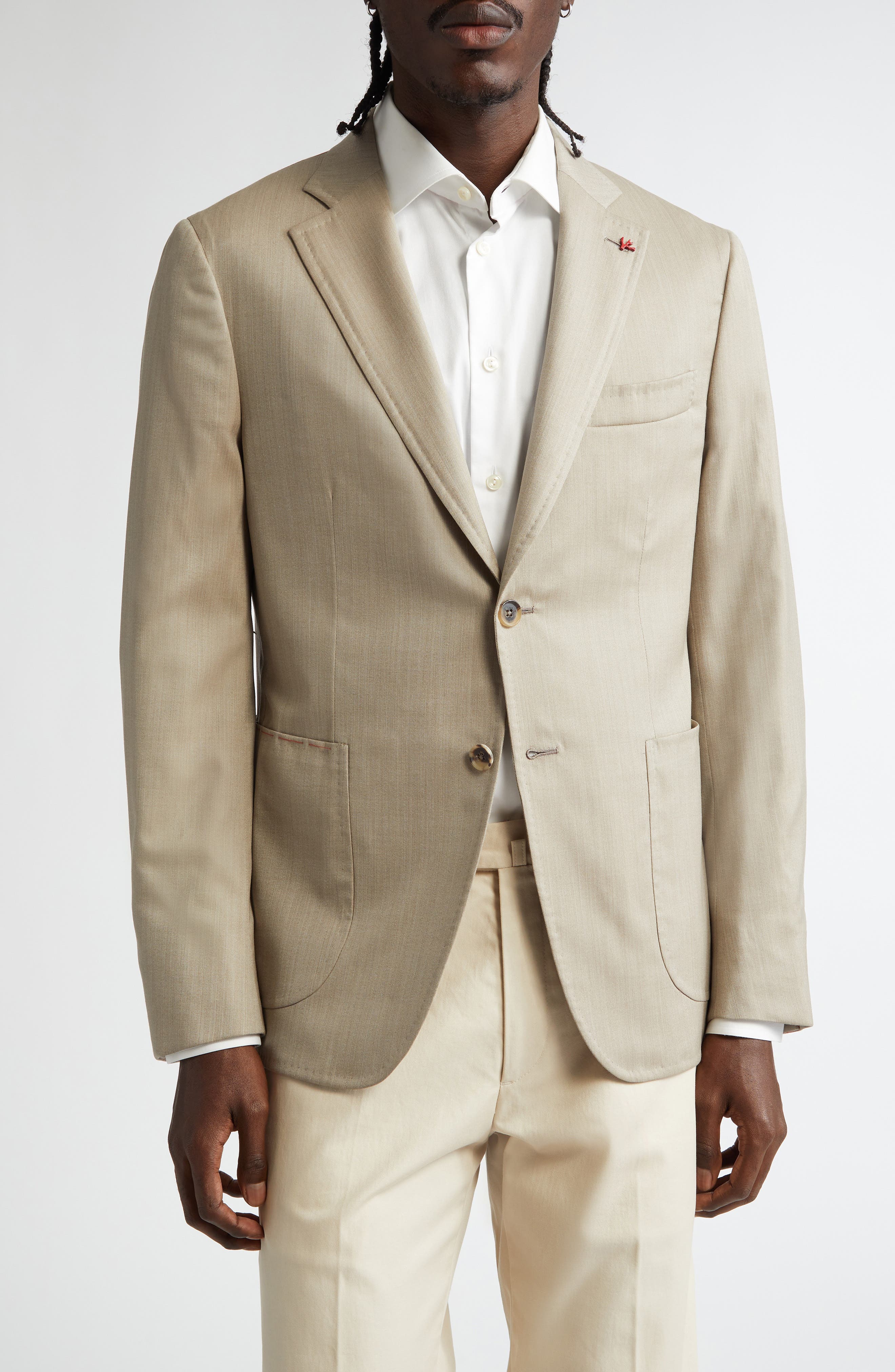 ISAIA Capri Stretch Wool & Silk Sport Coat in Light Brown 