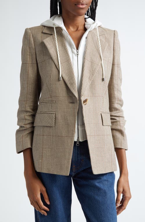 Shop Veronica Beard Battista Glen Plaid Linen & Cotton Blend Dickey Jacket In Ecru/ochre