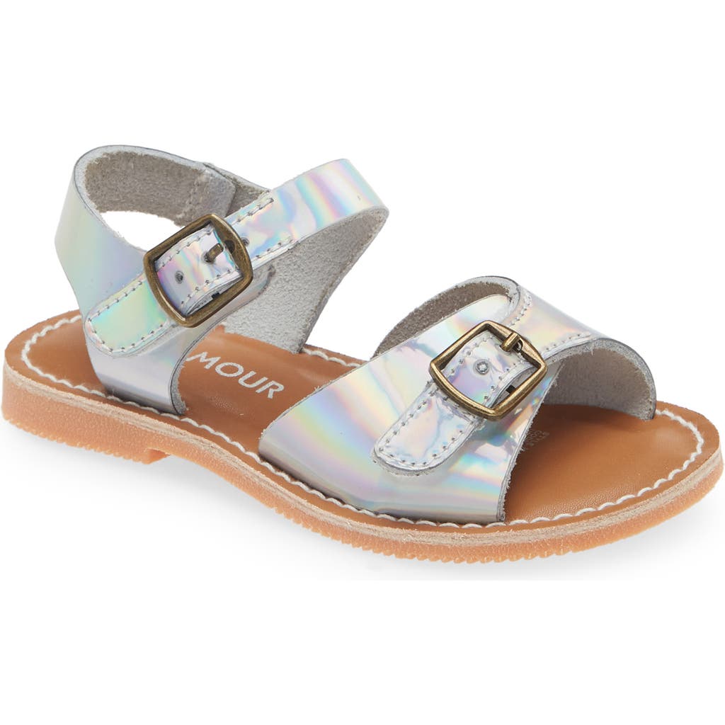L'amour Kids' Olympia Buckle Sandal In Holographic