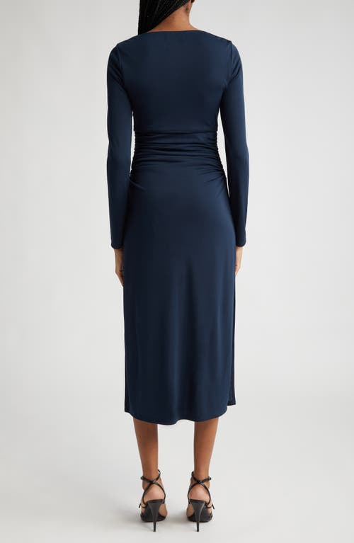 Shop Cinq À Sept Brenna Long Sleeve Dress In Peacock Blue