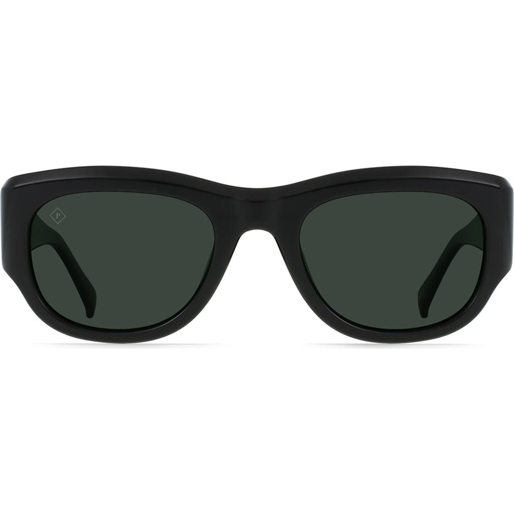 Raen Lonso Round Polarized Square Sunglasses In Recycled Black/green Polar