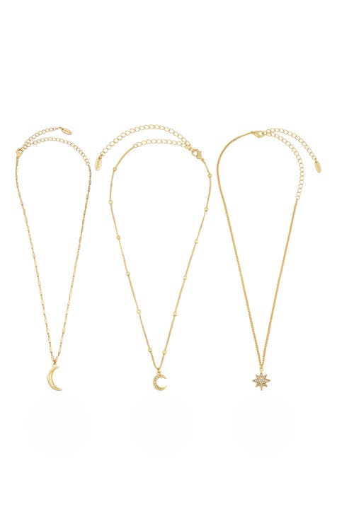 Set of 3 Celestial Pendant Necklaces