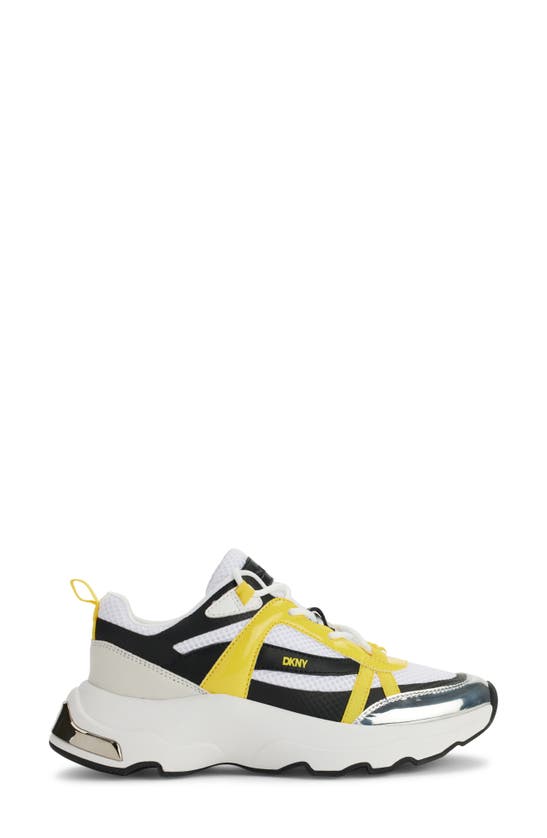 Shop Dkny Shia Sneaker In White/ Yellow/ Black