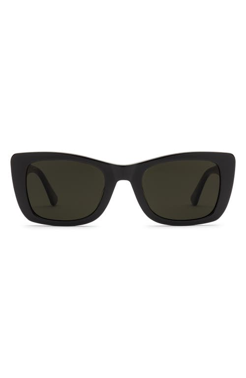 Shop Electric Portofino 52mm Rectangular Sunglasses In Gloss Black/grey Polar