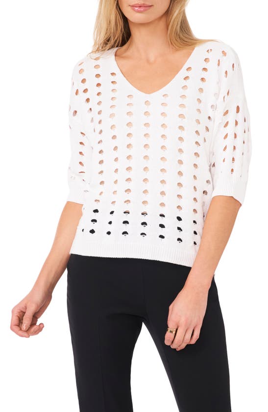 Shop Halogen ® Open Knit Sweater In Bright White