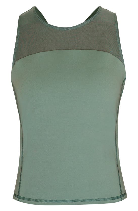 Shop Sweaty Betty Power Illusion Mesh Workout Tank In Cool Forest Green