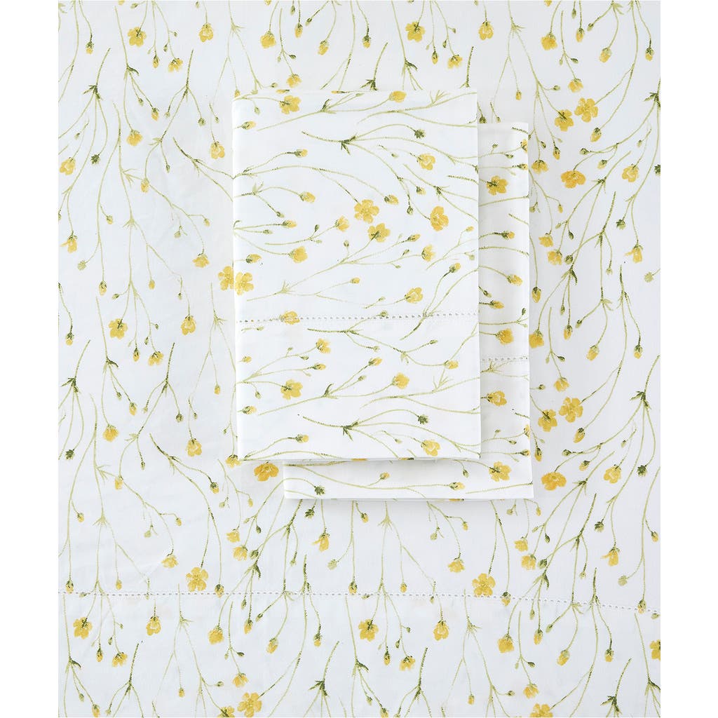 Melange Home 400 Thread Count Butter Floral 4-piece Sheet Set In Yellow
