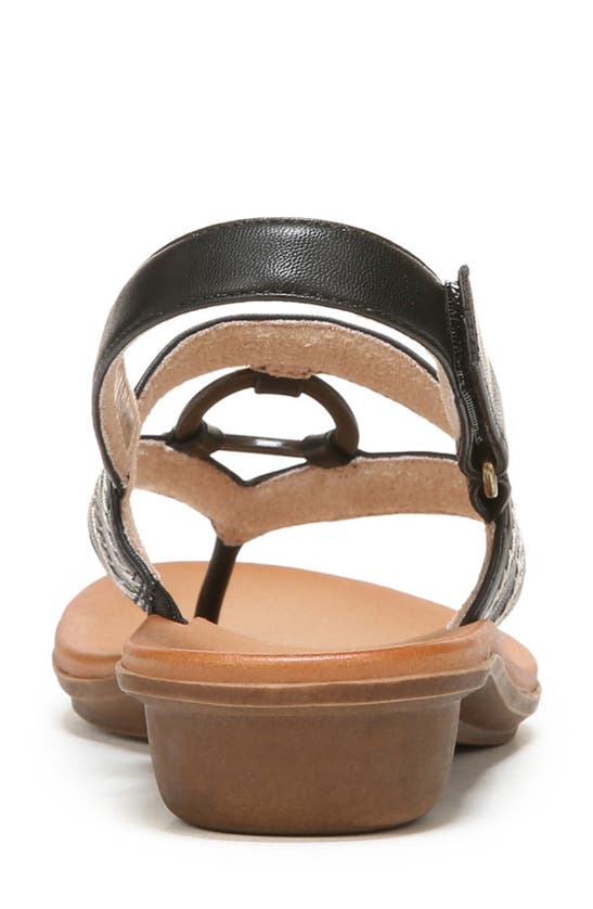Natural Soul Sunny Slingback Thong Sandal In Black Smooth Synthetic