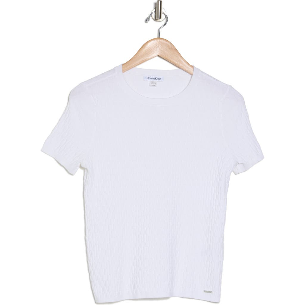 Shop Calvin Klein Textured Short Sleeve Sweater In White
