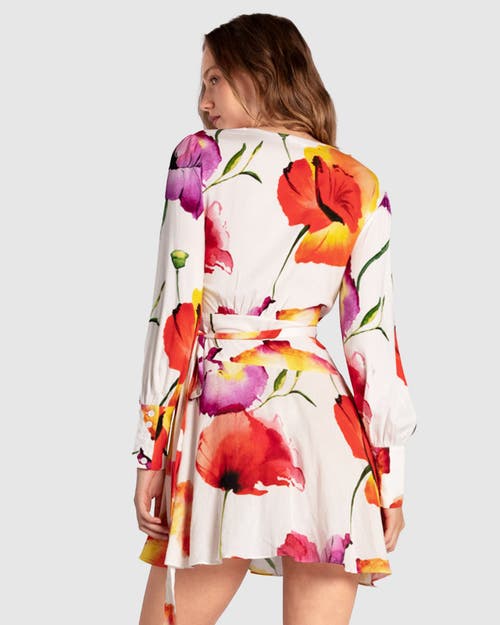Belle & Bloom The Dancer Longsleeve Mini Wrap Dress In Wild Poppies