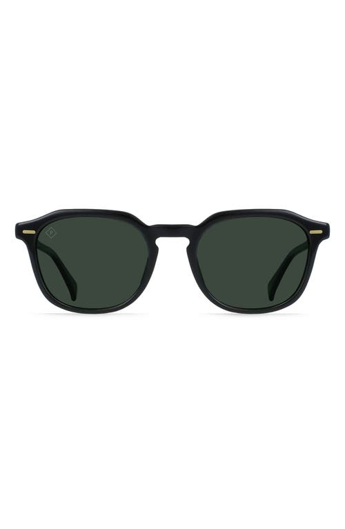 Clyve 52mm Polarized Round Sunglasses in Recycled Black/Green Polar