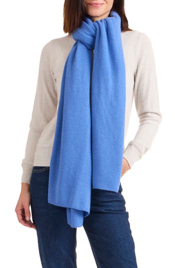 Amicale Cashmere Travel Wrap Scarf In Mid Blue