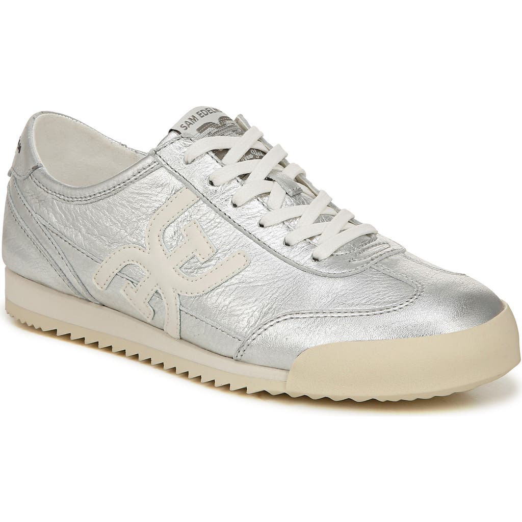 Sam Edelman Logo-embroidered Sneakers In Soft Silver/sugar