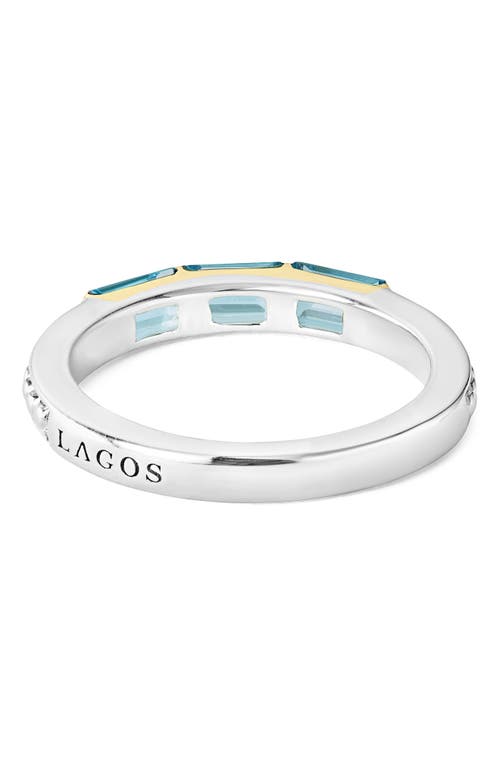 Shop Lagos Gemstone Baguette Stackable Ring In Silver/18k Gold/blue Topaz