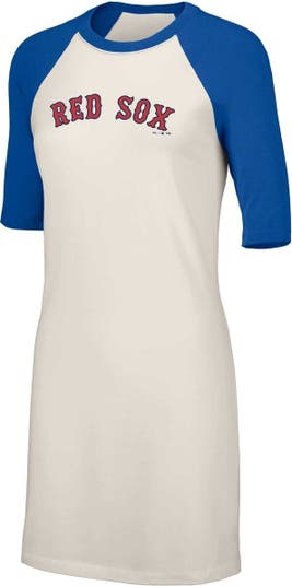 Chicago Cubs Lusso Women's Nettie Raglan Half-Sleeve Tri-Blend T-Shirt  Dress - White