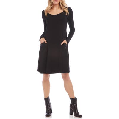 Karen Kane Long Sleeve Pocket Dress, Black
