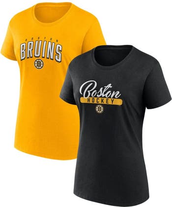 Women's Fanatics Branded Oatmeal Boston Bruins Go for It Notch Neck Waffle Knit Long Sleeve T-Shirt