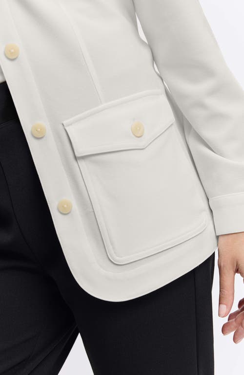 Foxcroft Stella Crepe Knit Utility Jacket In Ecru