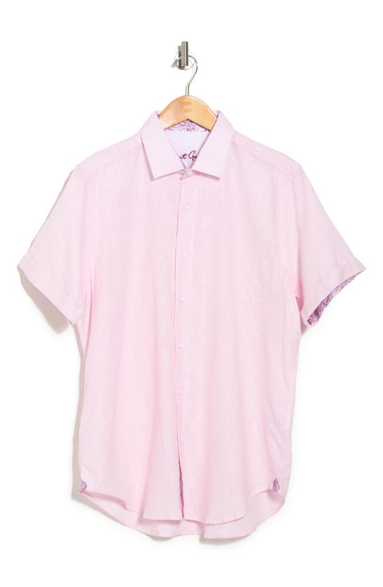 Robert Graham Cedar Walk Short Sleeve Button Front Shirt In Pink