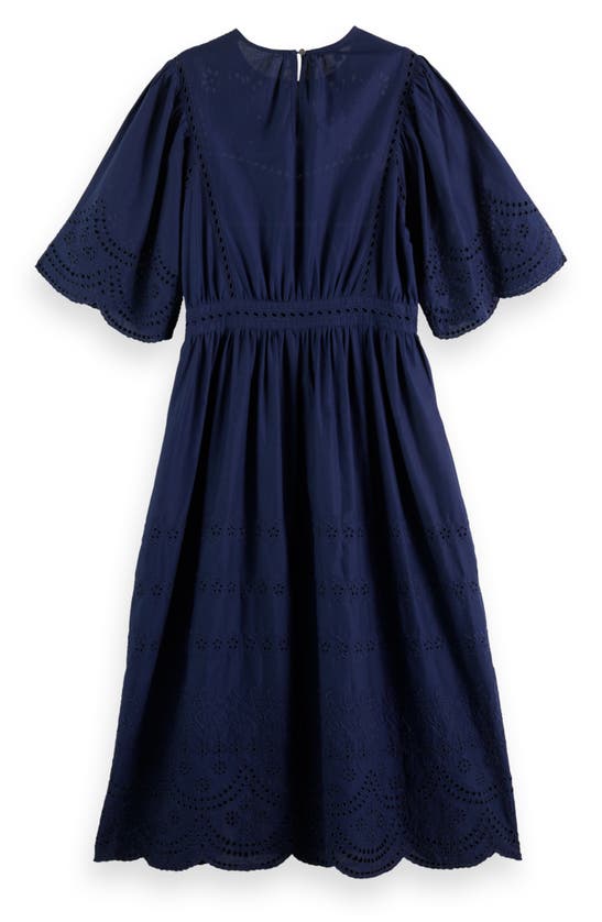 Shop Scotch & Soda Broderie Anglaise A-line Dress In Navy Blue
