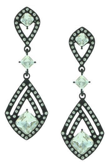 Olivia Welles Silver Plated Cleo Crystal Earrings In Black/clear