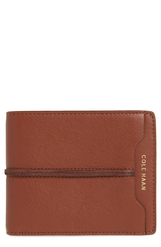 Cole Haan Butted Seam Leather Passcase In Tan British Tan