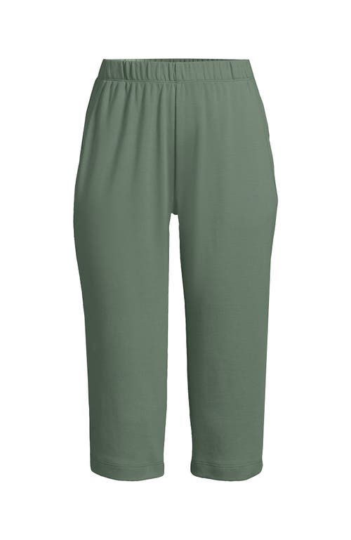 Shop Lands' End Sport Knit High Rise Elastic Waist Capri Pants In Lily Pad Green