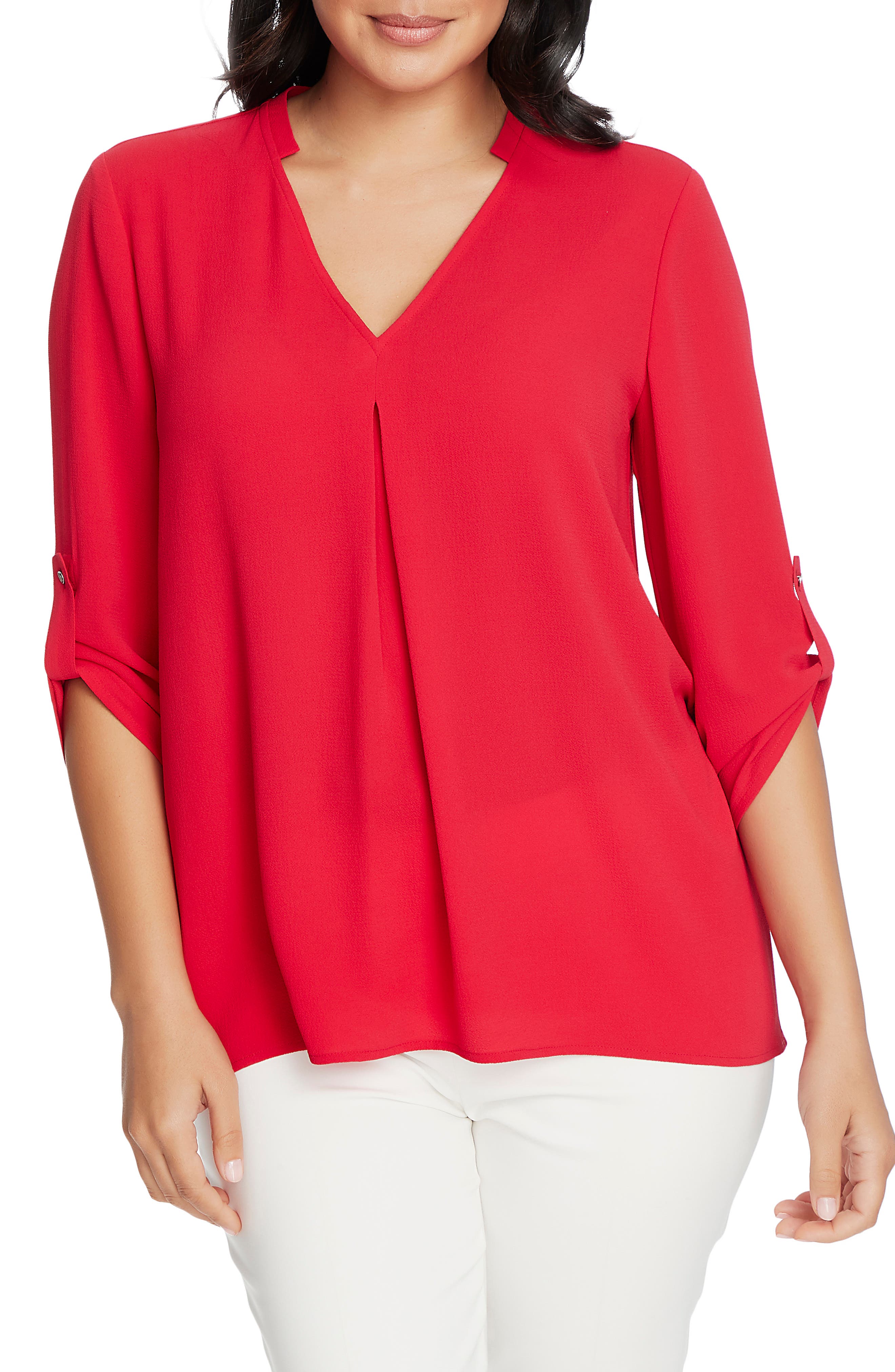 chaus split neck blouse