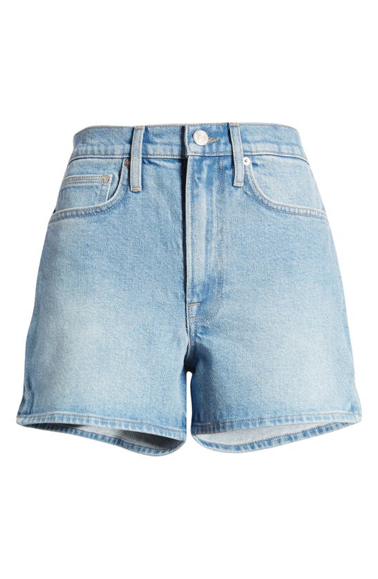 FRAME STITCH DETAIL HIGH WAIST DENIM SHORTS