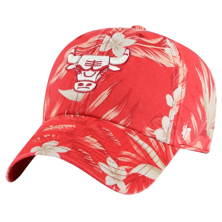47 ' Red Chicago Bulls Tropicalia Floral Clean Up Adjustable Hat In Orange