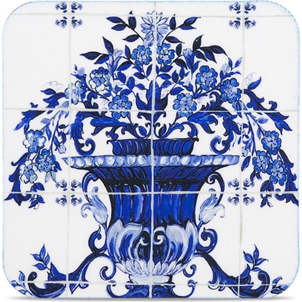 Dolce & Gabbana Dolce&gabbana Carretto Set Of 12 Reversible Paper Coasters In Navy