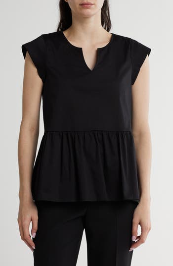 RENEE C RENEE C POPLIN PEPLUM TOP