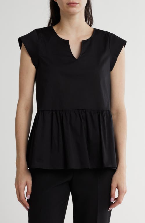 Shop Renee C Poplin Peplum Top In Black