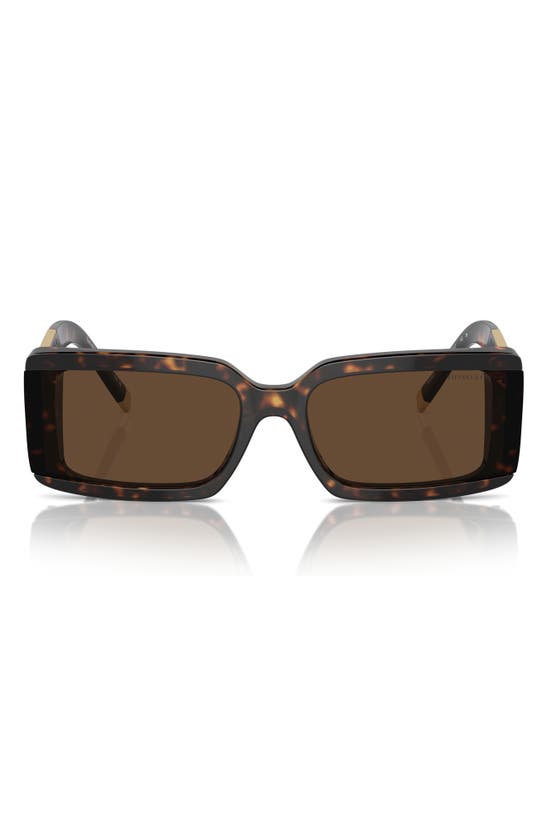 Tiffany & Co 62mm Oversize Rectangular Sunglasses In Havana