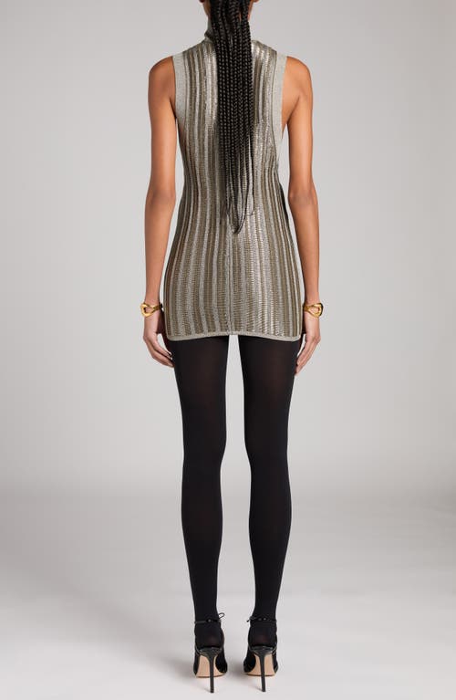 Tom Ford Lurex Ribbed Knit Mini Dress In Fg181 Metallic Olive
