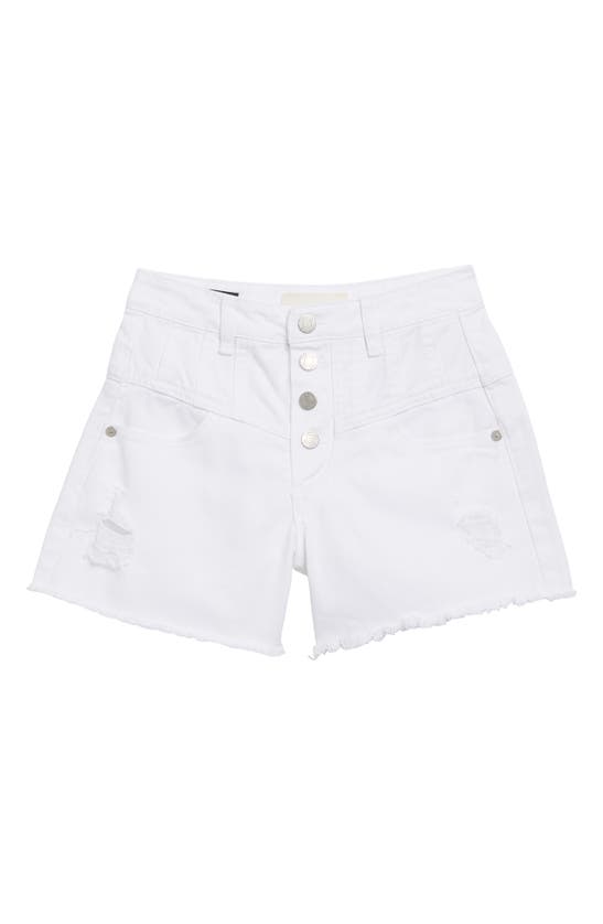 Habitual Girl Kids' Ripped Pieced Yoke Denim Shorts In White