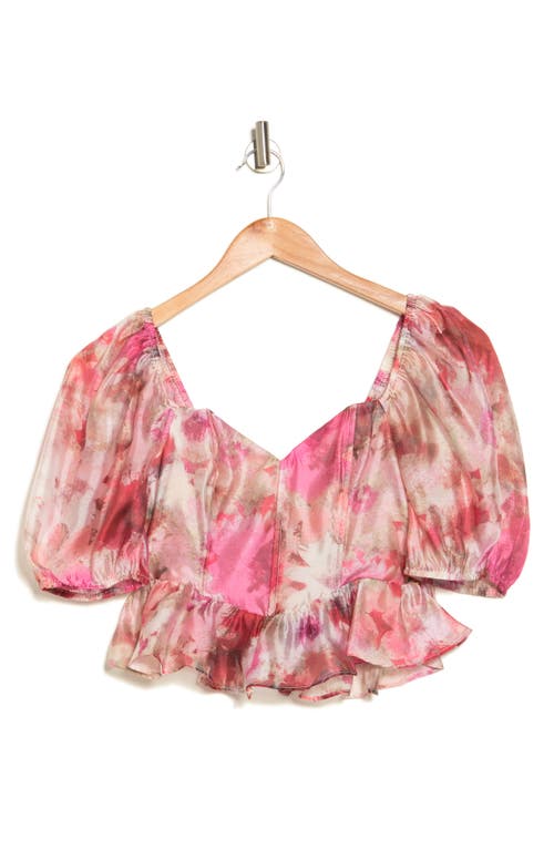 Shop Lulus Affectionate Essence Floral Top In Ivory/red/hot Pink
