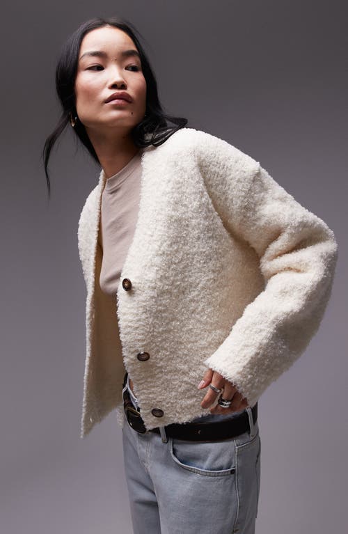 Shop Topshop Oversize Bouclé Cardigan In Marshmallow