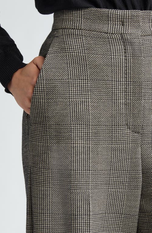 Max Mara Cognac Check Wide Leg Wool Blend Jersey Pants In Grey/ Black
