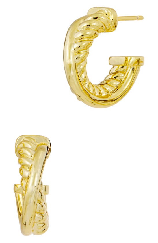 Savvy Cie Jewels Rope Textured Hoop Earrings In Yellow Gold