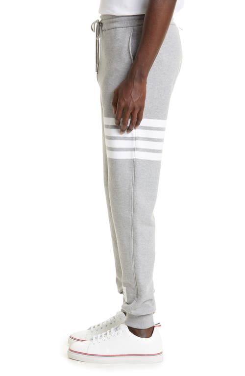 Shop Thom Browne Stripe Jogger Pants In Heather Grey/white